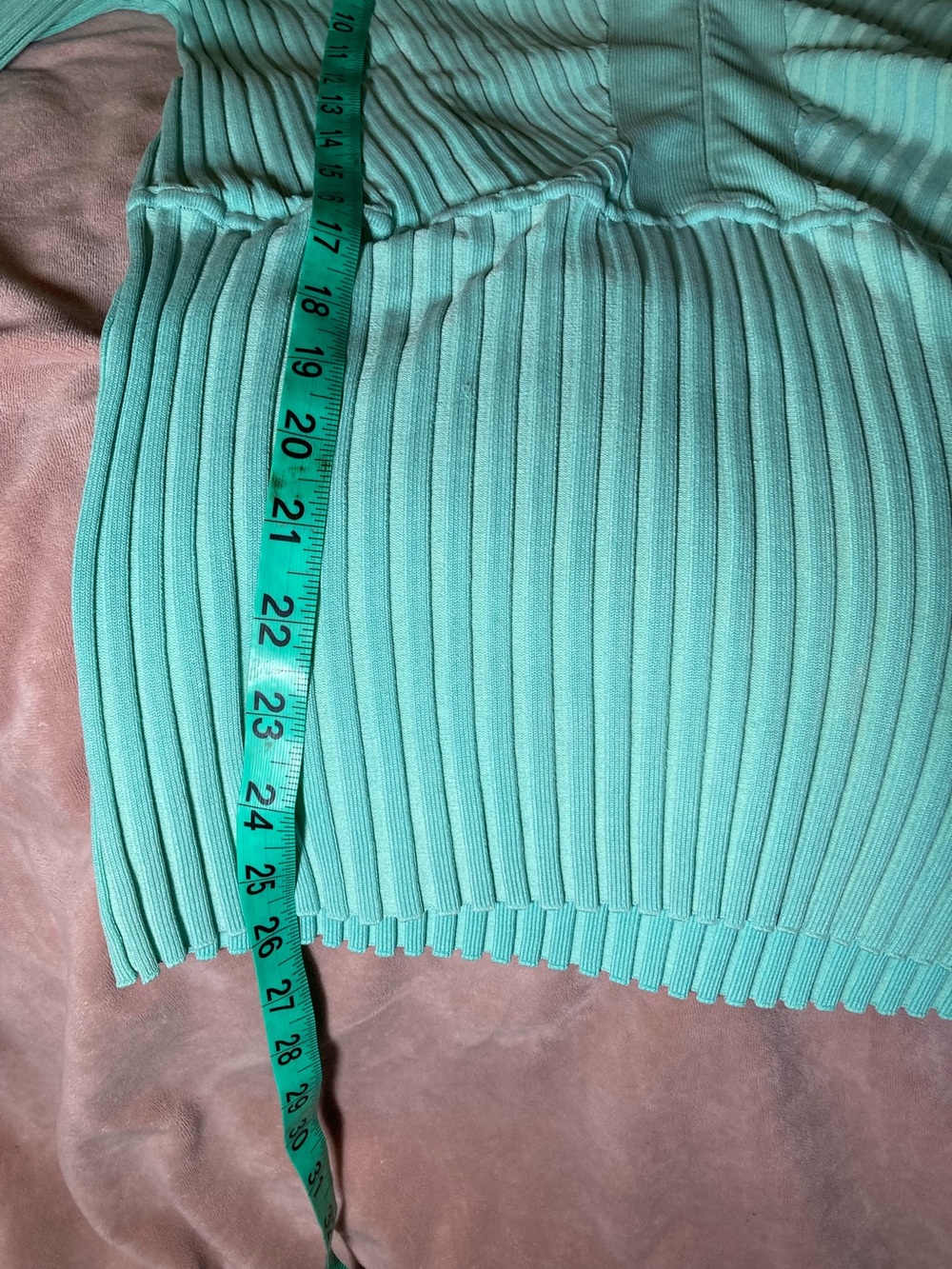 Cache Silk Turquoise Ribbed Zip-Front Ruffle Collar Blouse Rhinestone Zipper - Picture 11 of 11